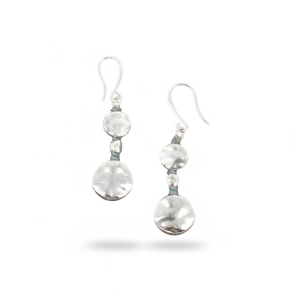 Boucles d'oreilles disque double martelé en plaqué argent