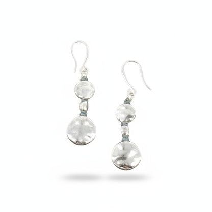 Boucles d'oreilles disque double martelé en plaqué argent