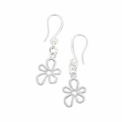 Boucles d'oreilles pendentifs fleur en plaqué argent