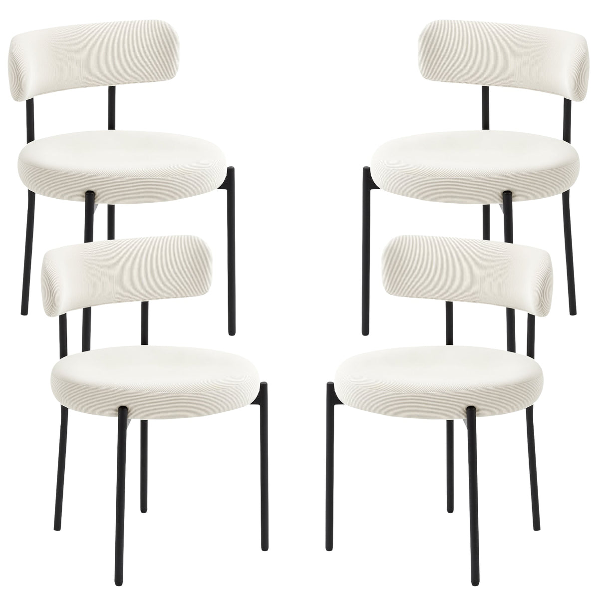 Avery 4 Pieces Modern Dining Chairs with Corduroy Upholstery-Beige