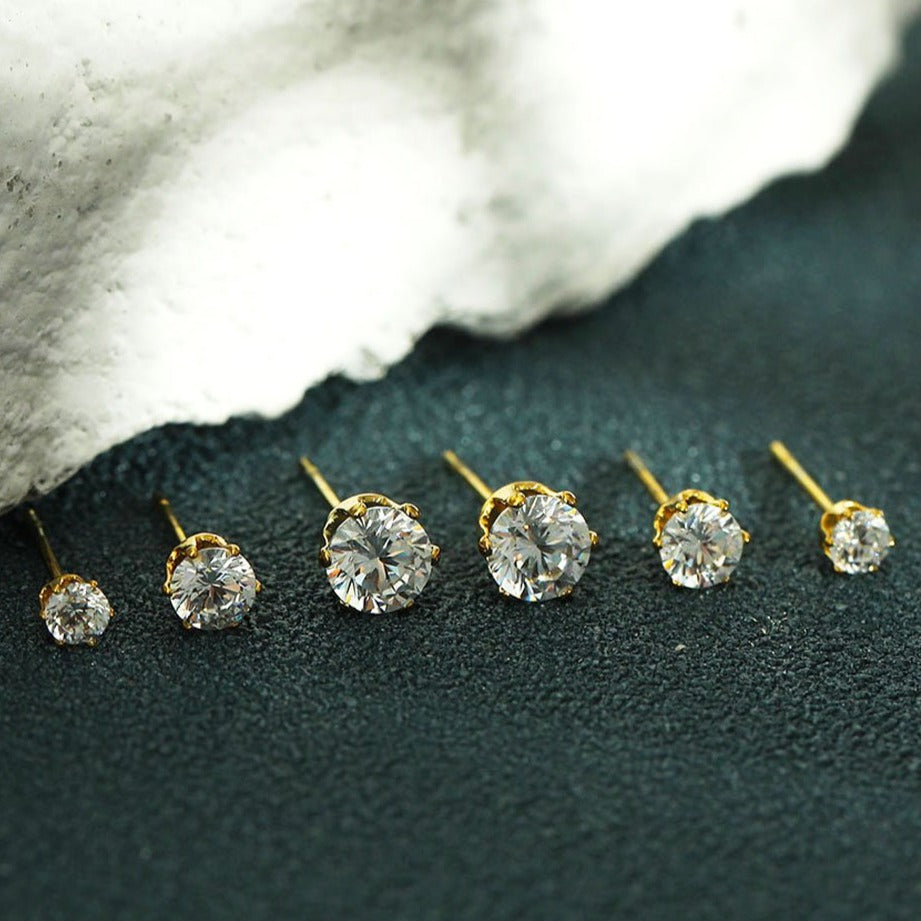 REIGN Gold : Ensemble de clous d'oreilles 3 paires en oxyde de zirconium