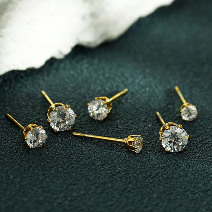 REIGN Gold : Ensemble de clous d'oreilles 3 paires en oxyde de zirconium