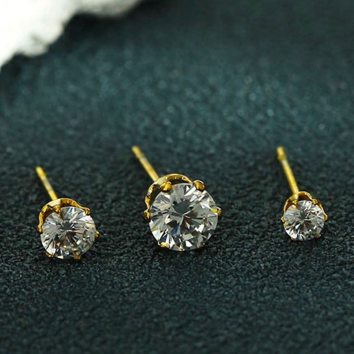 REIGN Gold : Ensemble de clous d'oreilles 3 paires en oxyde de zirconium