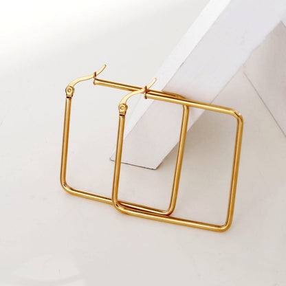 Boucles d'oreilles créoles carrées dorées REILYNN