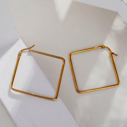 Boucles d'oreilles créoles carrées dorées REILYNN