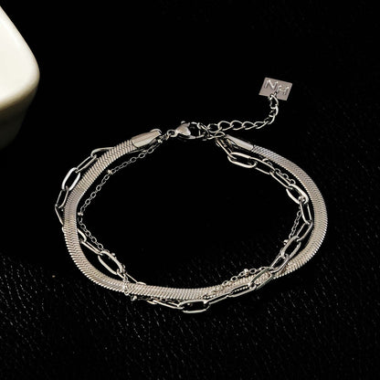 REINEDA: Bracelet triple en or blanc (ton argenté)