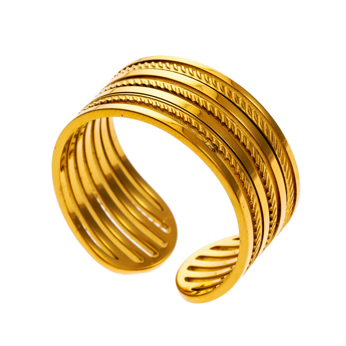 REYNA : Bague texturée superposée contrastée