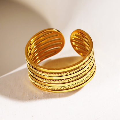 REYNA : Bague texturée superposée contrastée
