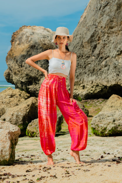 Bone Tie Dye Bali Pants - Pink