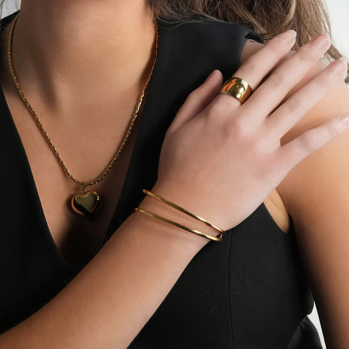 ROSARA Gold : Bracelet double rang chic et minimaliste