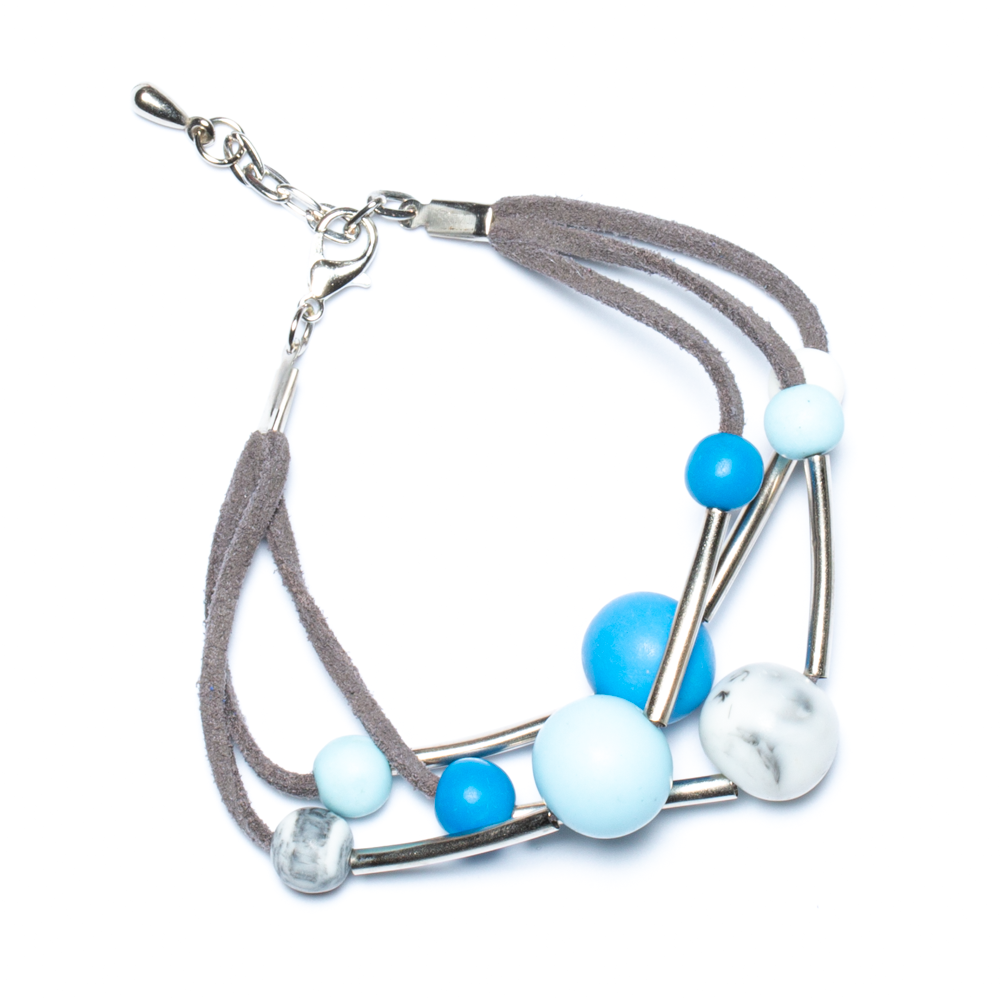Bracelet triple rang de billes en résine