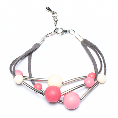 Bracelet triple rang de billes en résine