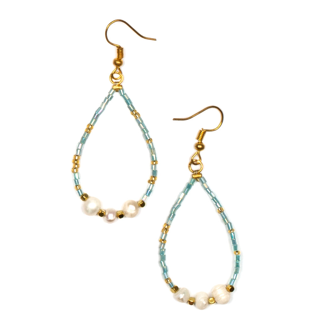 Boucles d'oreilles pendantes avec perles