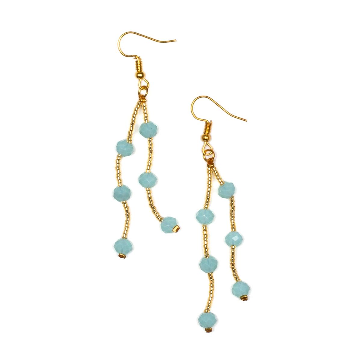 Boucles d'oreilles pendantes doubles avec perles de cristal