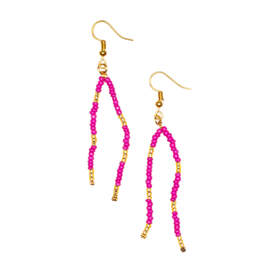 Boucles d'oreilles doubles en perles de rocaille avec accents dorés