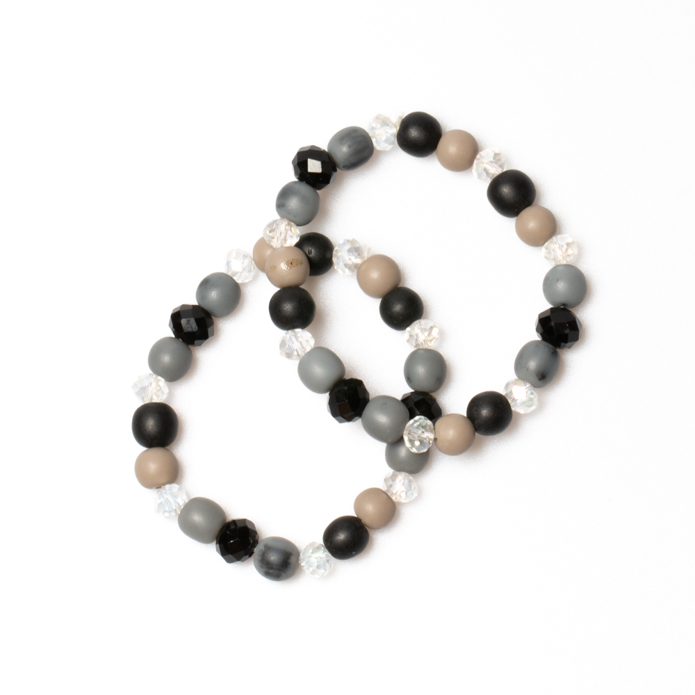 Beaded Elasticated Bracelet - Set of 2