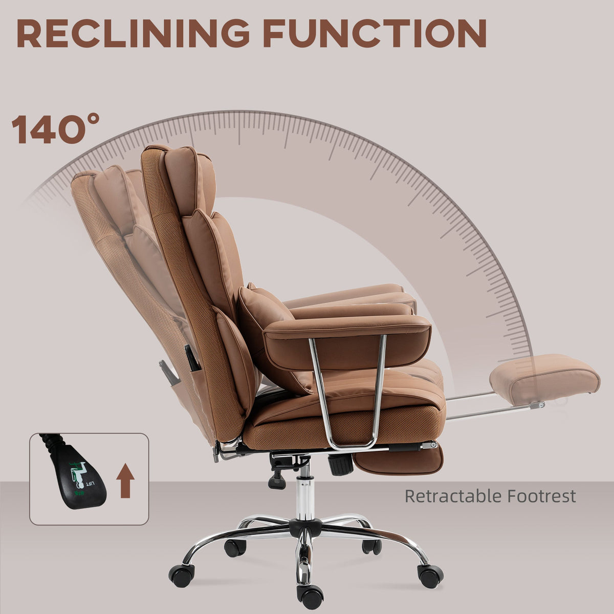 Fauteuil de bureau de direction Matteo avec 6 points de massage - Marron
