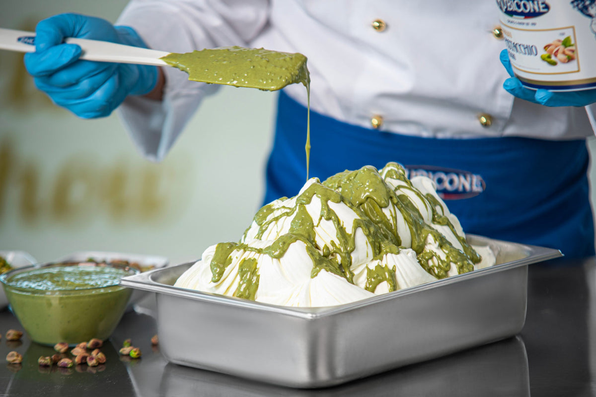 Pistachio Sundae Dessert Topping - 3 KG Bucket - Pistachio Variegate - Rubicone Canada - Made in Italy - Ships Free Within Canada on Orders Above CAD $199