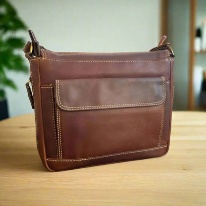 Sac Organiseur Horizontal en Cuir Pleine Fleur Rugged Earth