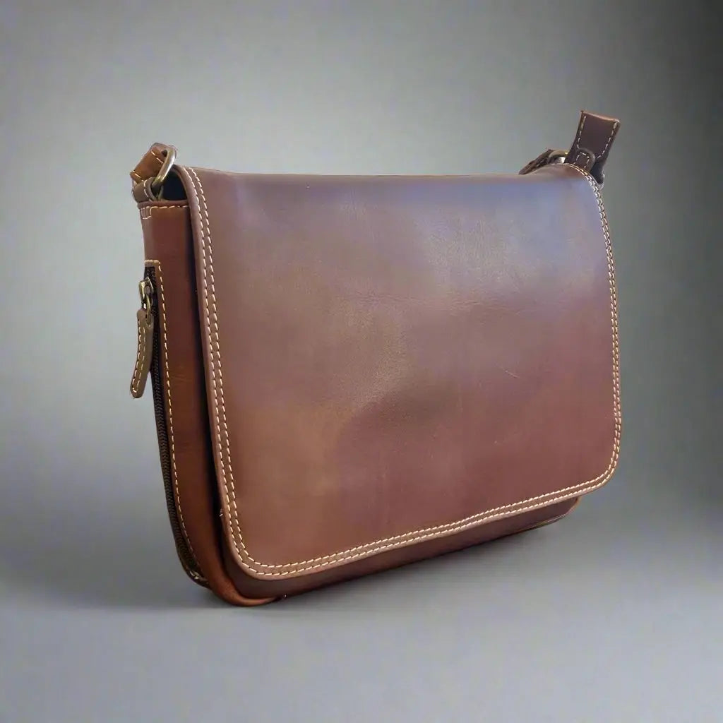 Sac Organiseur Horizontal en Cuir Pleine Fleur Rugged Earth