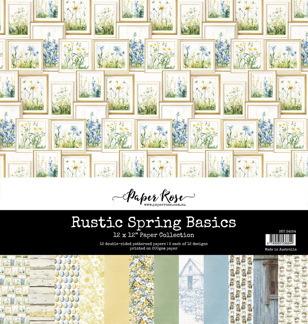 Collection de papiers "Basiques rustiques de printemps" 30x30 cm 34254
