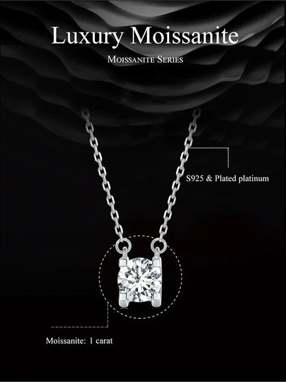 Collier Pendentif Moissanite 1 carat en Argent Sterling Éclatant