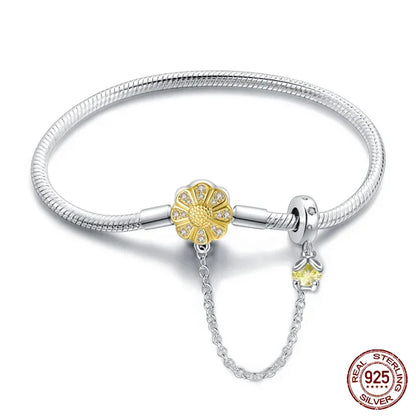 Bracelet jonc marguerite en argent sterling avec zircon cubique jaune