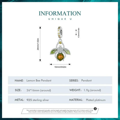 Pleine de charme : Pendentif Abeille-Citron en Argent 925 pour Bracelets et Joncs