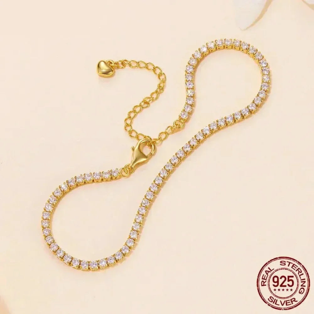 Bracelet de tennis en argent sterling 925 et zircone cubique