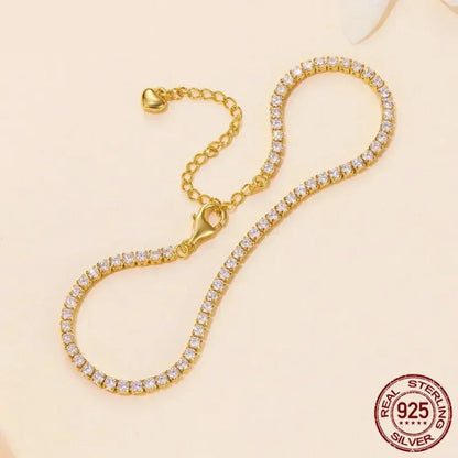 Bracelet de tennis en argent sterling 925 et zircone cubique