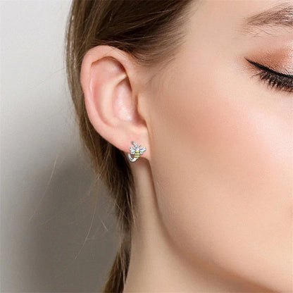 Boucles d'oreilles créoles en argent sterling Dazzling Bee