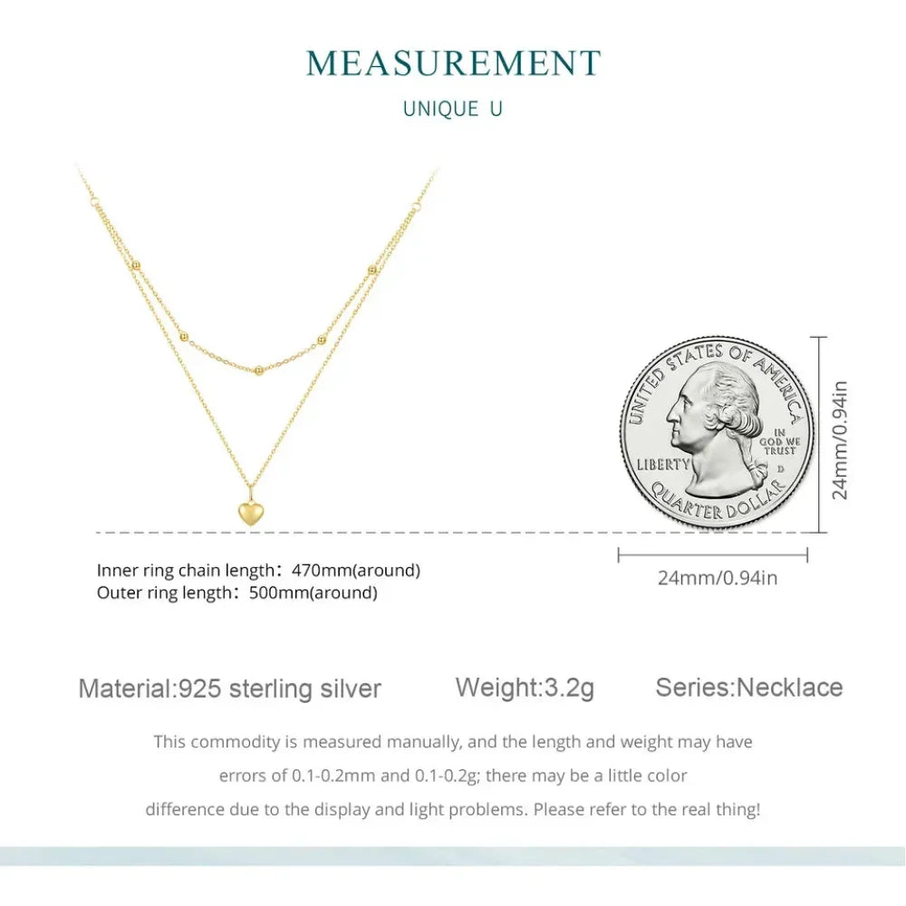Collier ras de cou avec pendentif double cœur en argent sterling 925