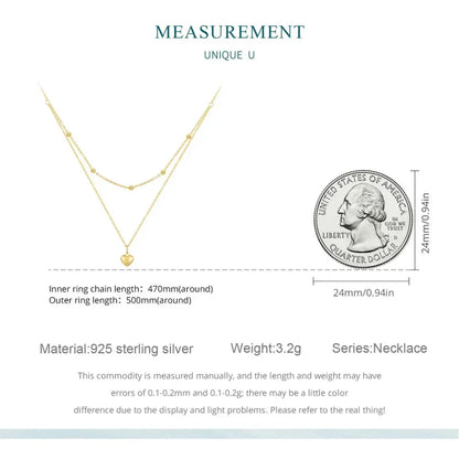 Collier ras de cou avec pendentif double cœur en argent sterling 925