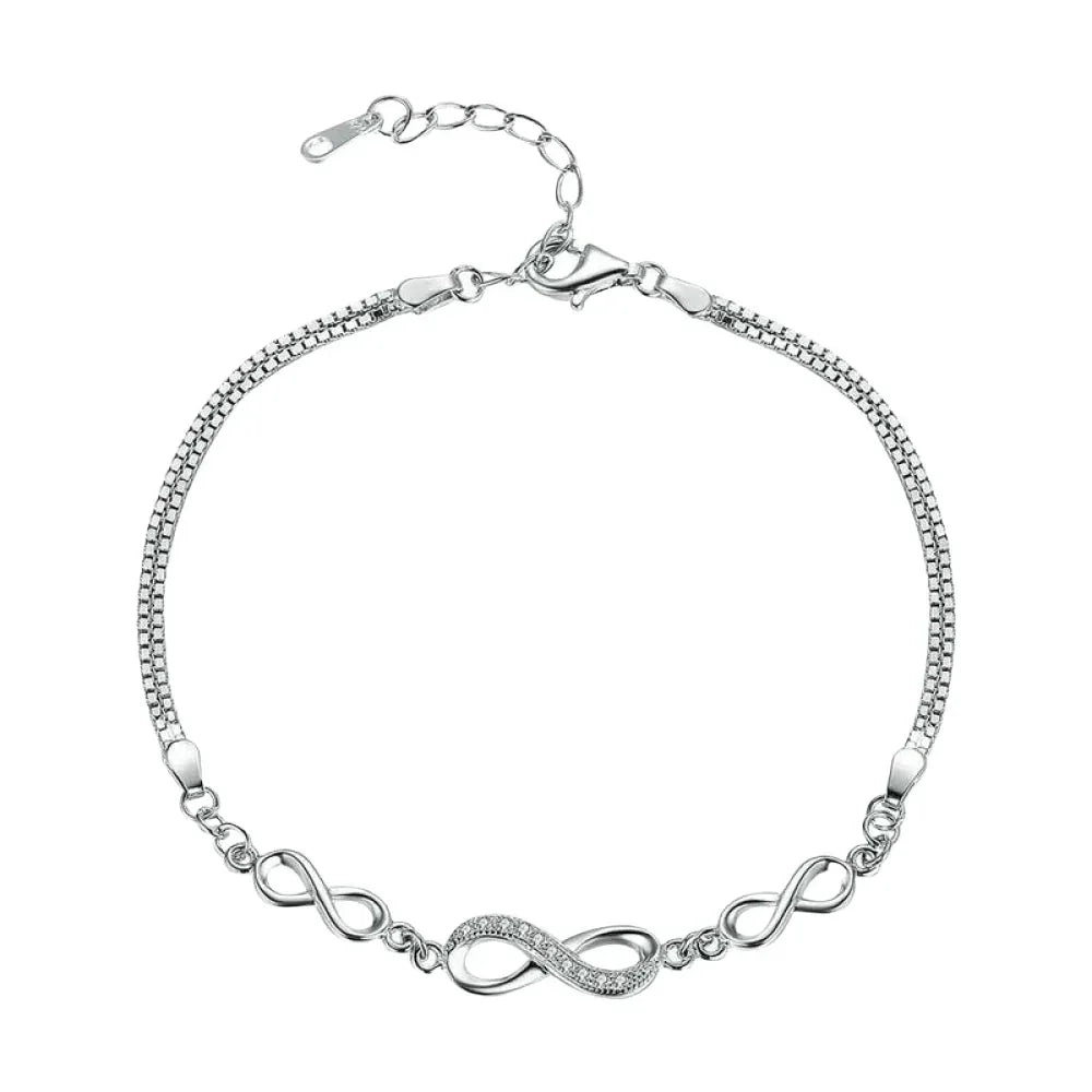 Bracelet infini en argent sterling avec oxydes de zirconium – Ajustable