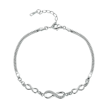 Bracelet infini en argent sterling avec oxydes de zirconium – Ajustable