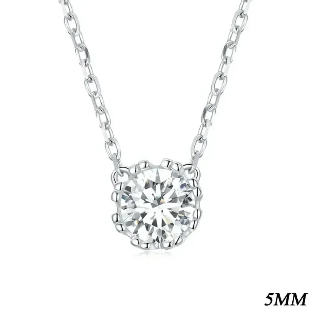 Gorgeous Shiny Choker - 925 Sterling Silver Geometric Cut Zircon Pendant Necklace