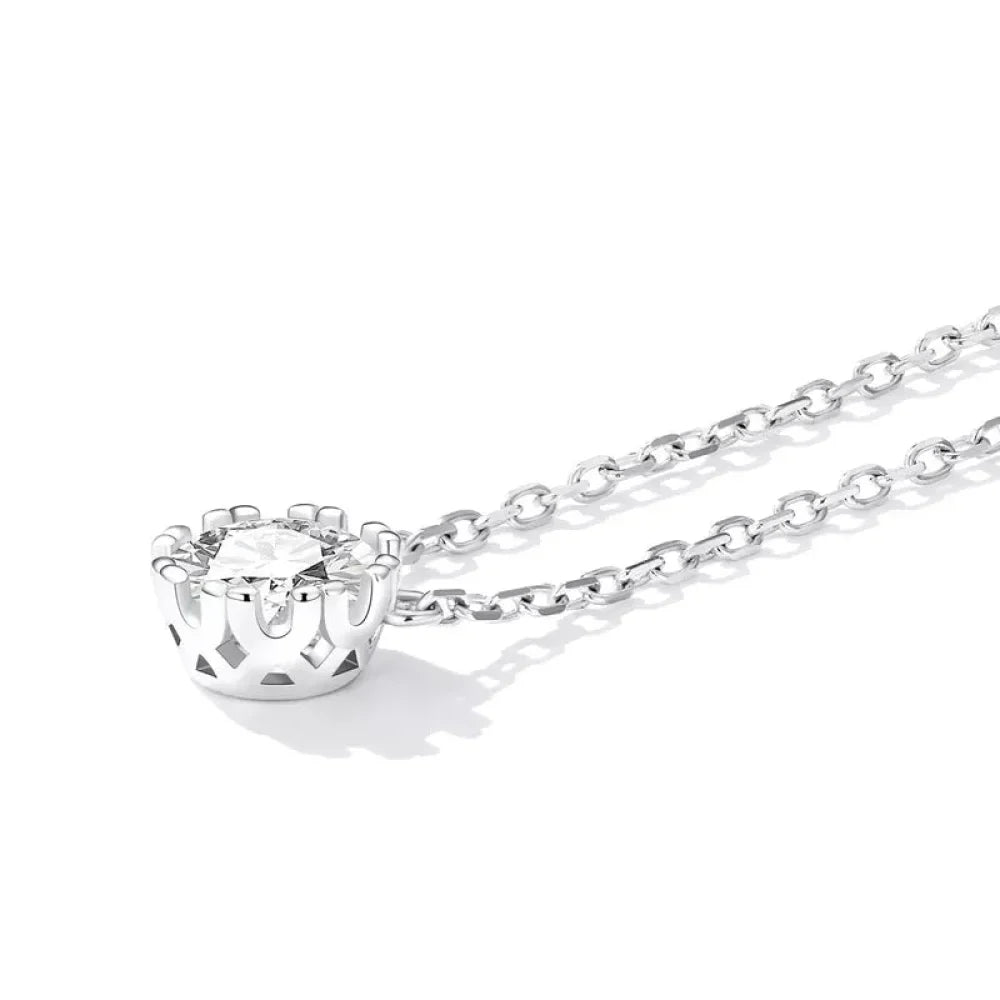 Gorgeous Shiny Choker - 925 Sterling Silver Geometric Cut Zircon Pendant Necklace