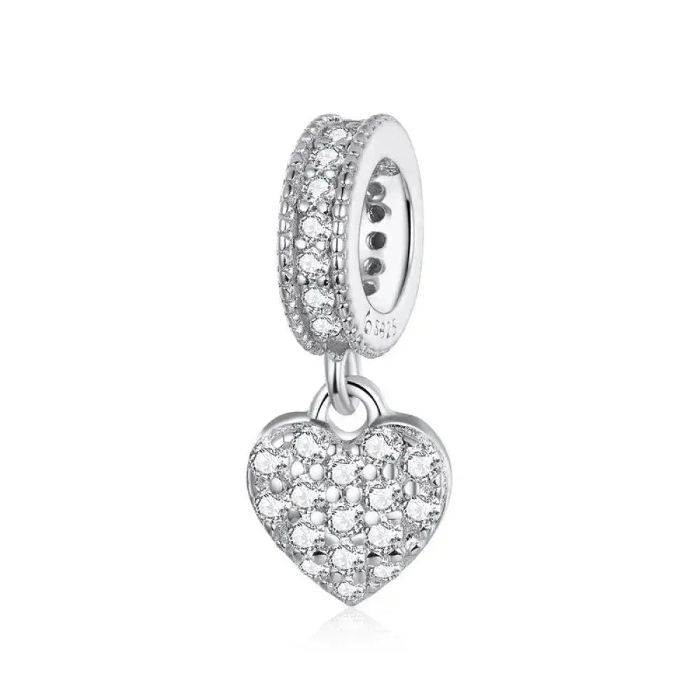 Breloques en argent sterling 925 avec cristaux 5A transparents en forme de cœur et de X pour bracelet et pendentif de collier