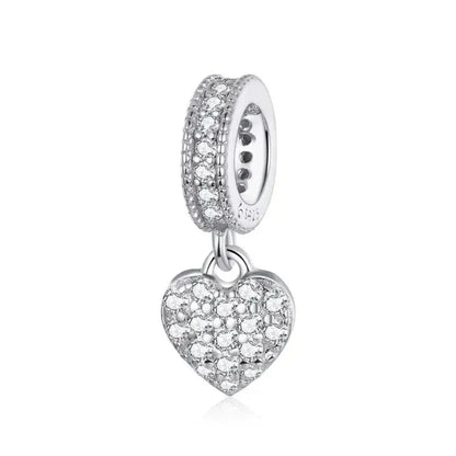 Breloques en argent sterling 925 avec cristaux 5A transparents en forme de cœur et de X pour bracelet et pendentif de collier