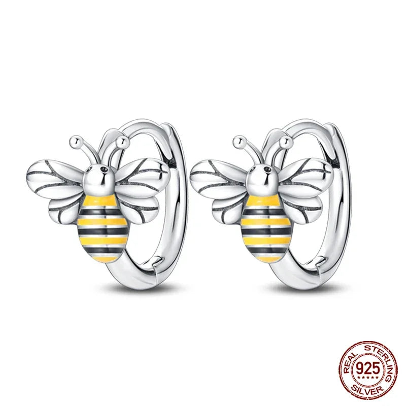 Boucles d'oreilles créoles en argent sterling Dazzling Bee