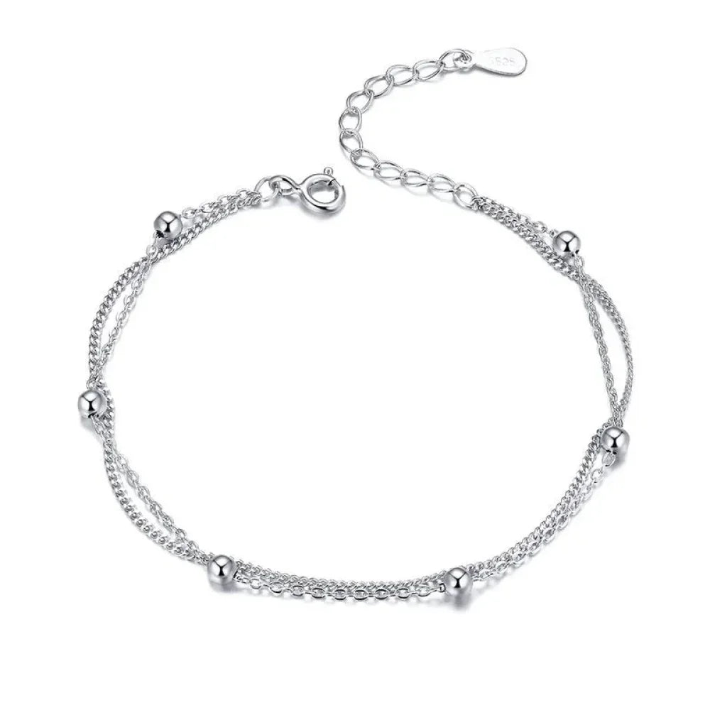 Bracelet à double chaîne en argent sterling 925