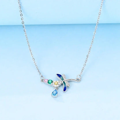 Collier libellule en argent sterling et cristal