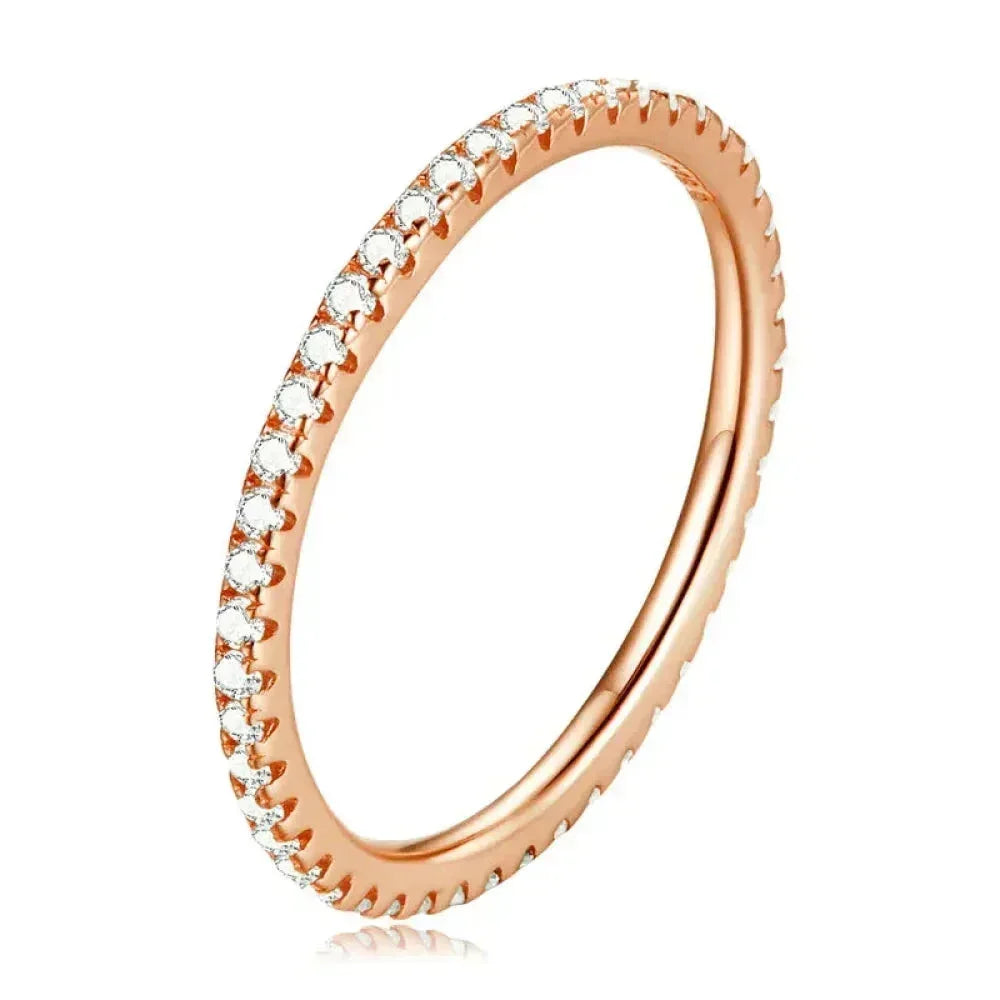 Bagues empilables en argent sterling 925 avec diamants simulés en oxyde de zirconium, plaquées platine pour femmes