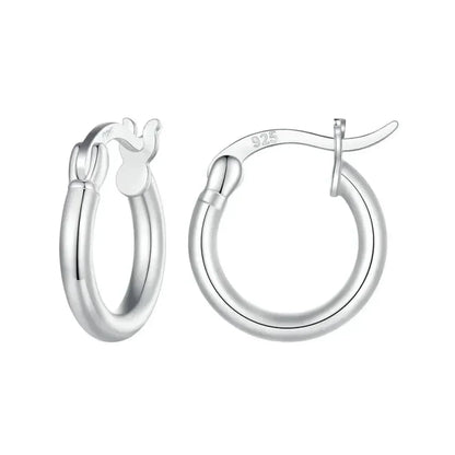 Boucles d'oreilles créoles en argent sterling 925 plaqué or blanc 14 carats | Créoles hypoallergéniques 24 mm