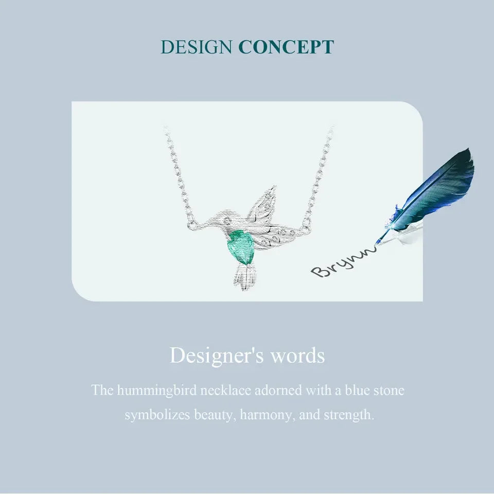 Collier élégant avec pendentif colibri en argent sterling