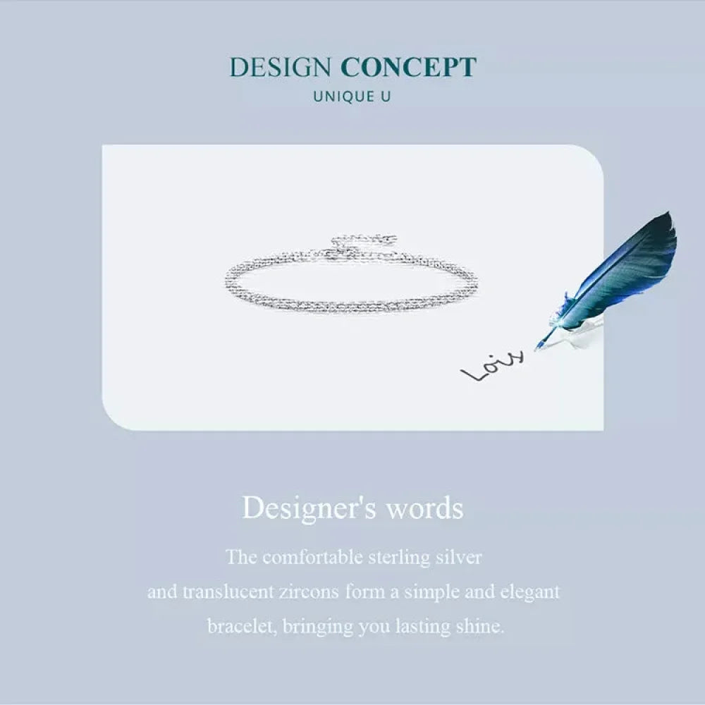 Bracelet de tennis en argent sterling 925 et zircone cubique