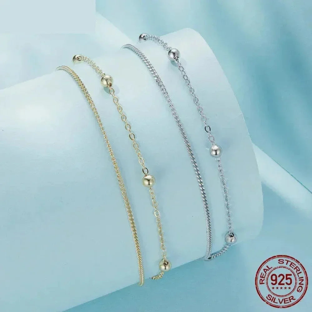Bracelet à double chaîne en argent sterling 925
