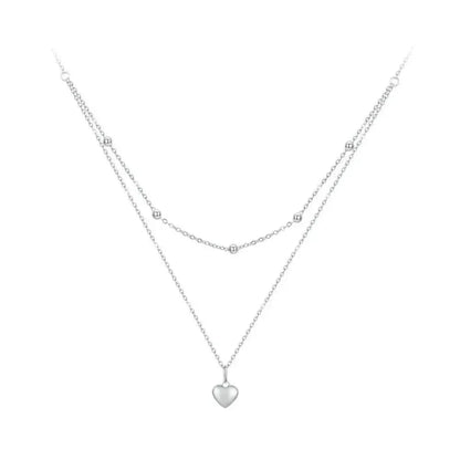 Collier ras de cou avec pendentif double cœur en argent sterling 925