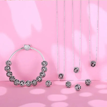 Perle breloque initiale en argent sterling 925
