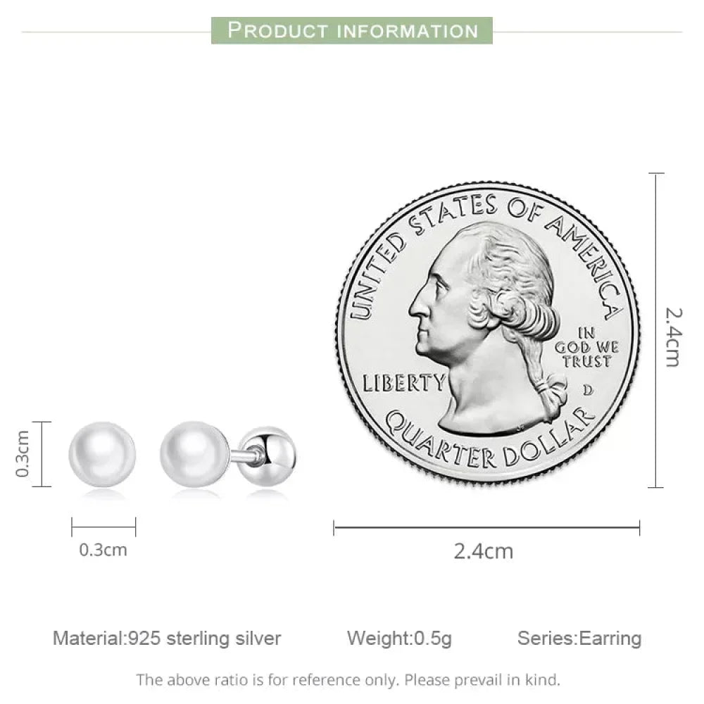Charme et élégance : clous d'oreilles à vis en argent sterling 925 avec perles